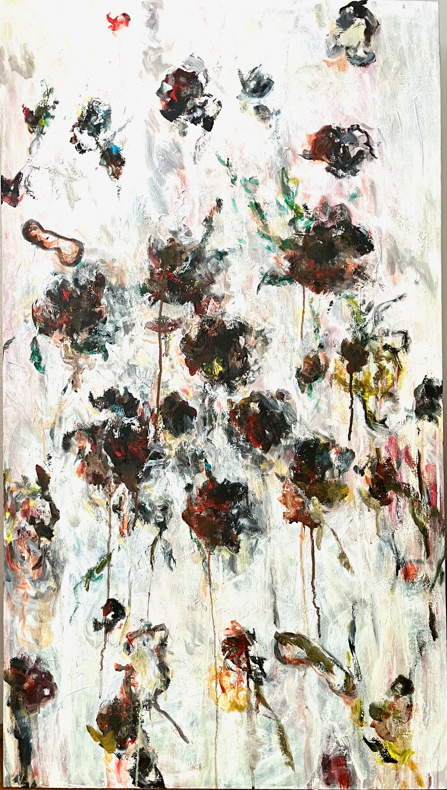 Suzanne Nessim - Black roses, acrylic painting