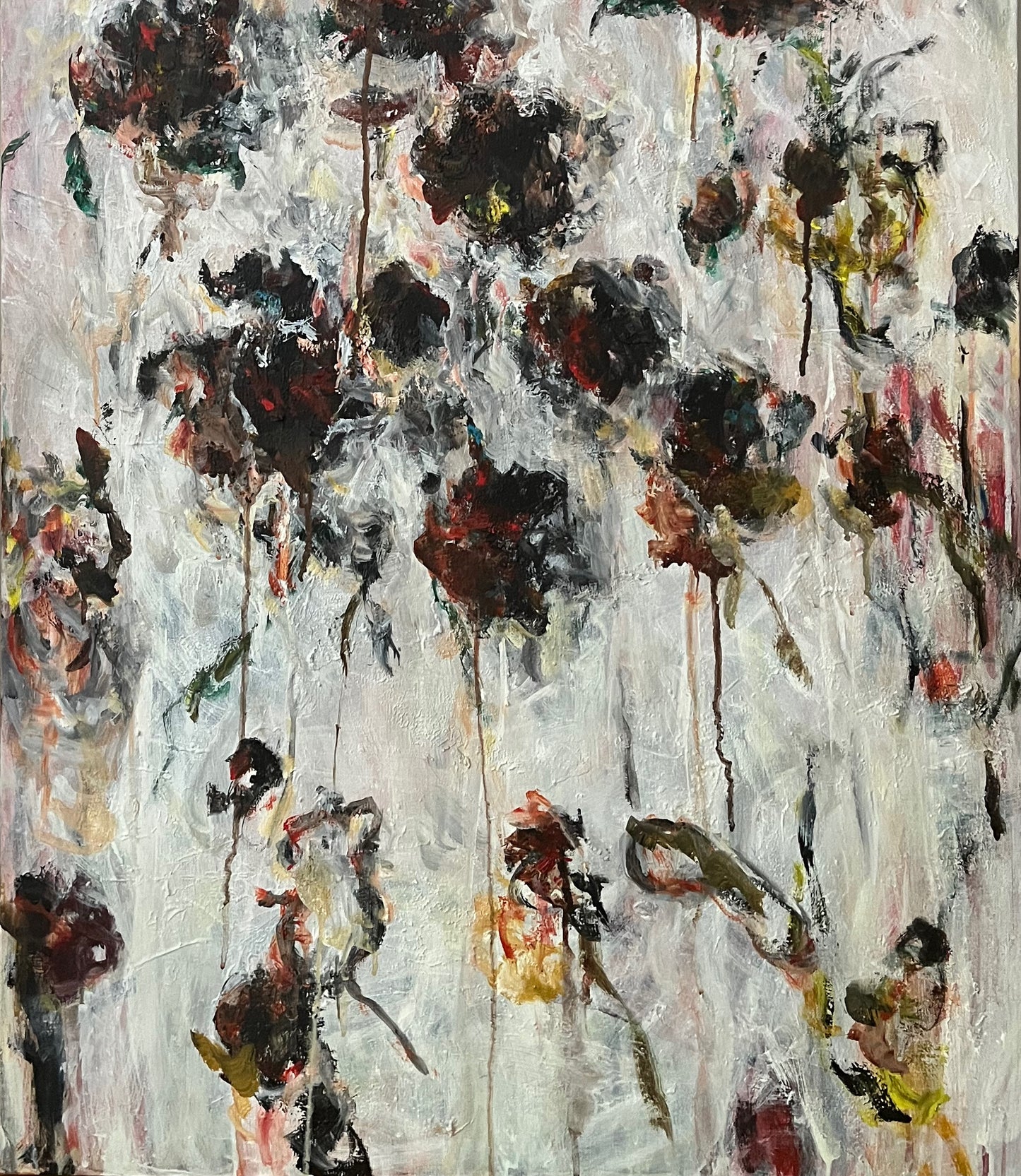 Suzanne Nessim - Black roses, acrylic painting