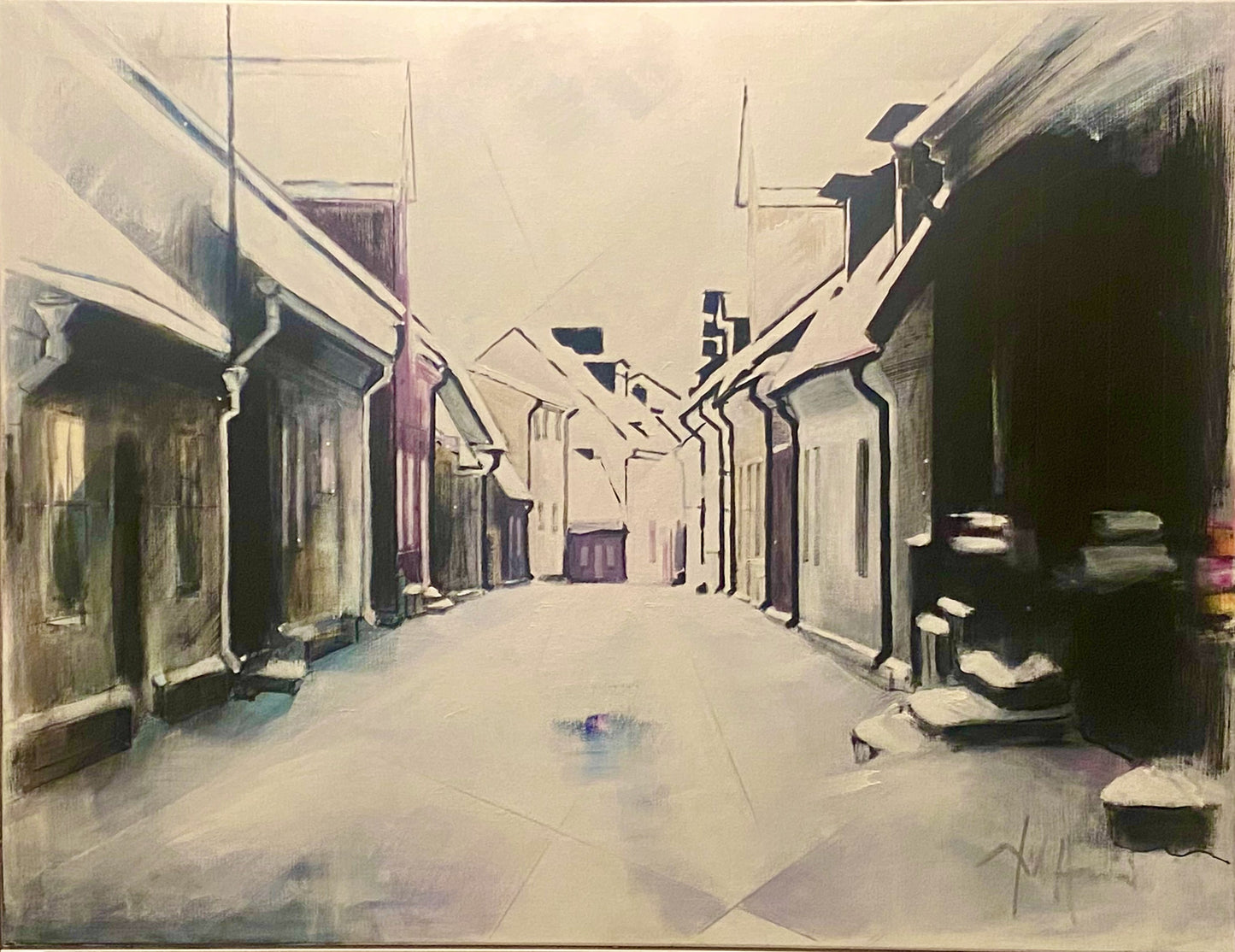 Dick Hansson - Trappgatan som partitur, acrylmålning