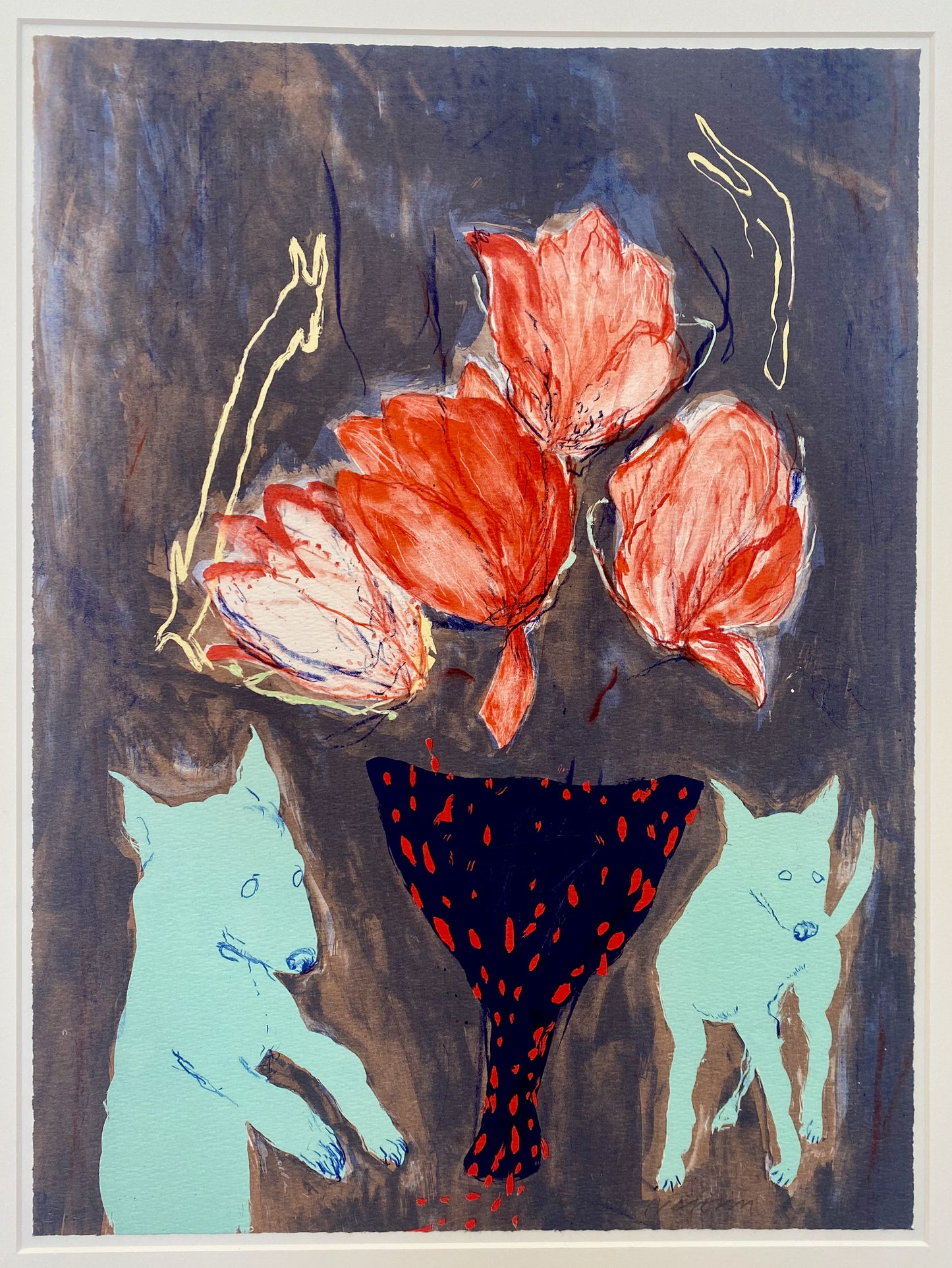 Suzanne Nessim - Två Hundar med Kärl, Screentryck