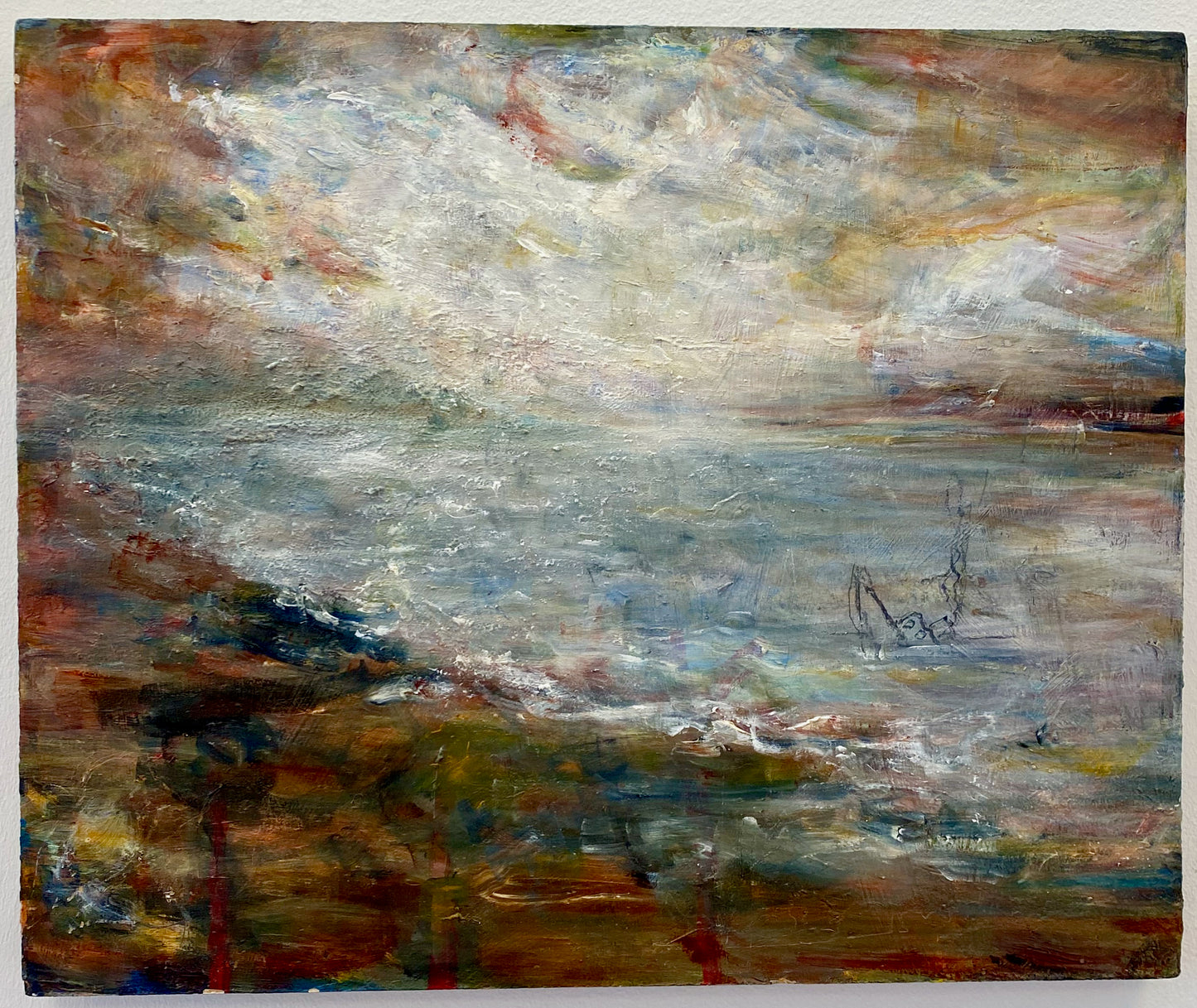 Suzanne Nessim - Liten Båt sjunker vid Strand, acrylmålning