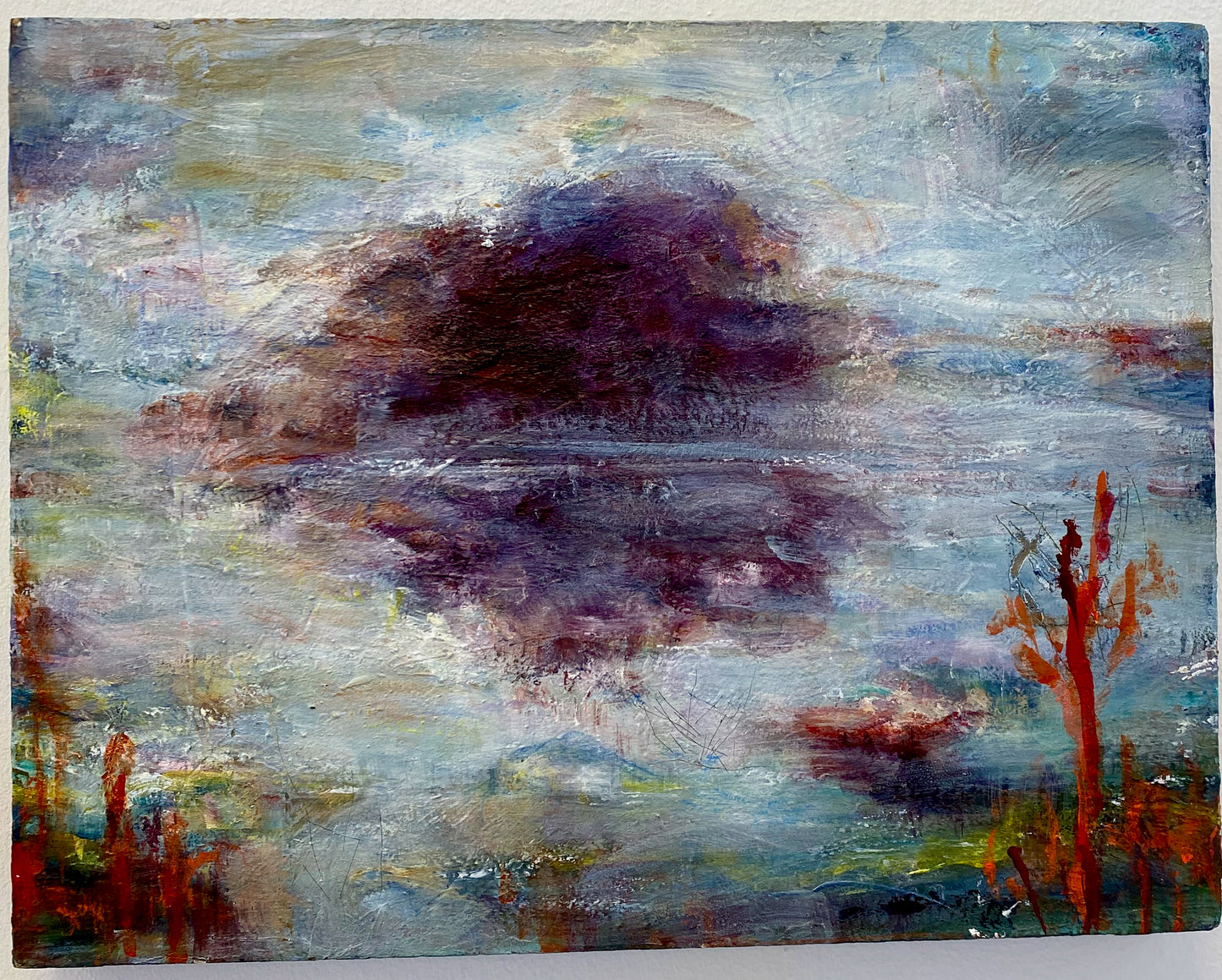 Suzanne Nessim - Mörkt Moln över Vatten, acryl på pannå