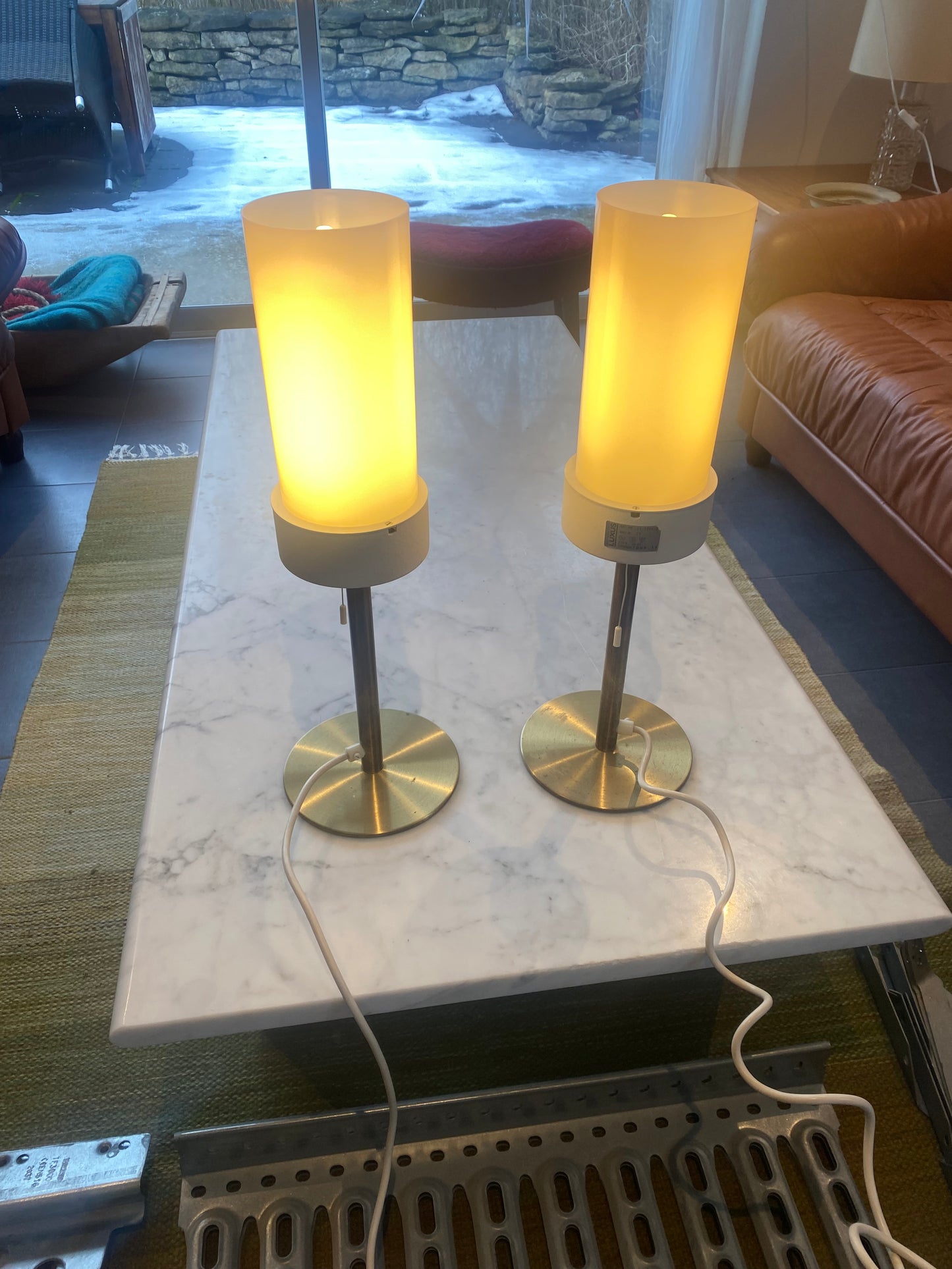 Luxus - Set of 2 brass table lamps by Uno & Östen Kristiansson