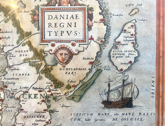 Abraham Ortelius - Antique handcolored map, Daniae Regni Typus