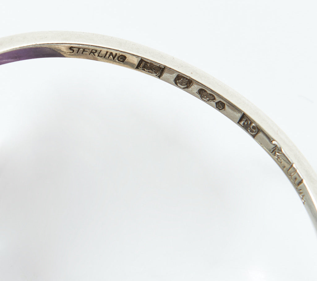 Silver bangle with amethyst, Rey Urban