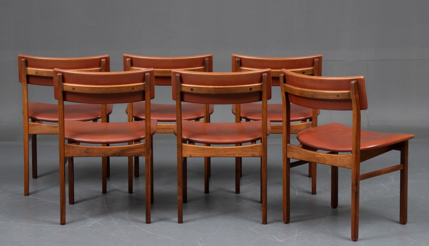 Kurt Östervig - Set of 6 dining chairs in leather and rosewood