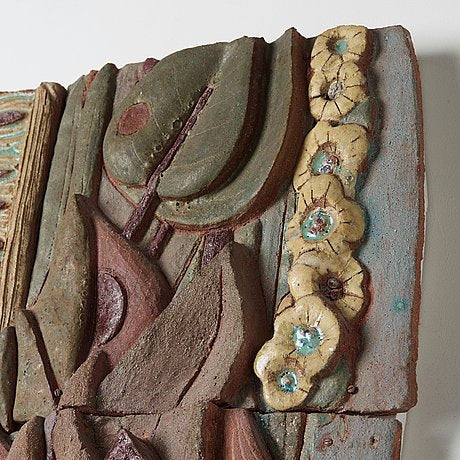 Tyra Lundgren - large stone ware wall relief