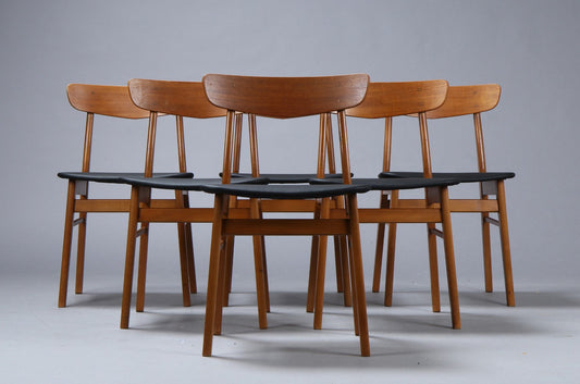 Set of 6dining chairs - Farstrup, teak back plate