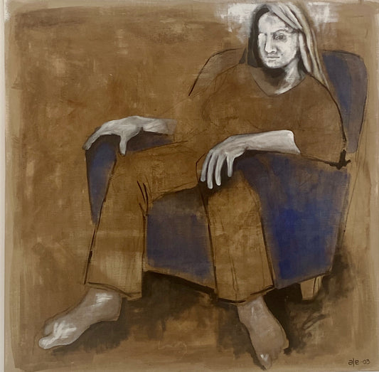Aira Lee - Kvinna i blå fåtölj