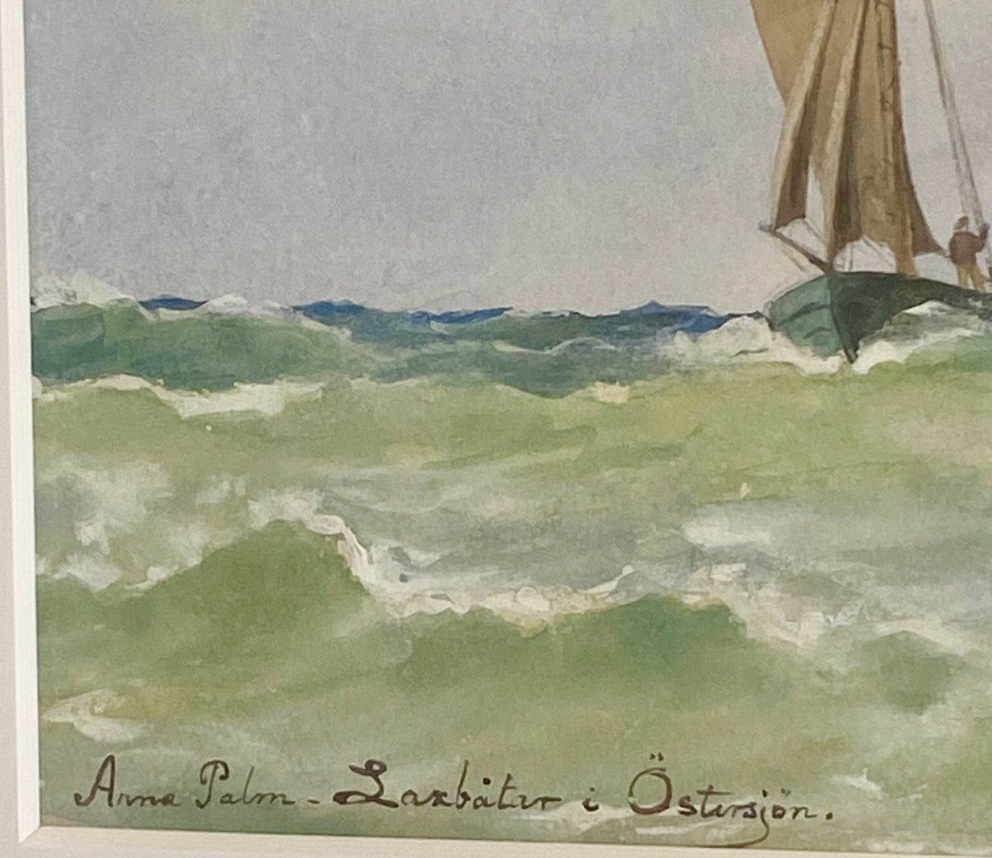 Anna Palm - Laxbåtar i Östersjön (Salmon boats in the Baltic Sea), watercolor