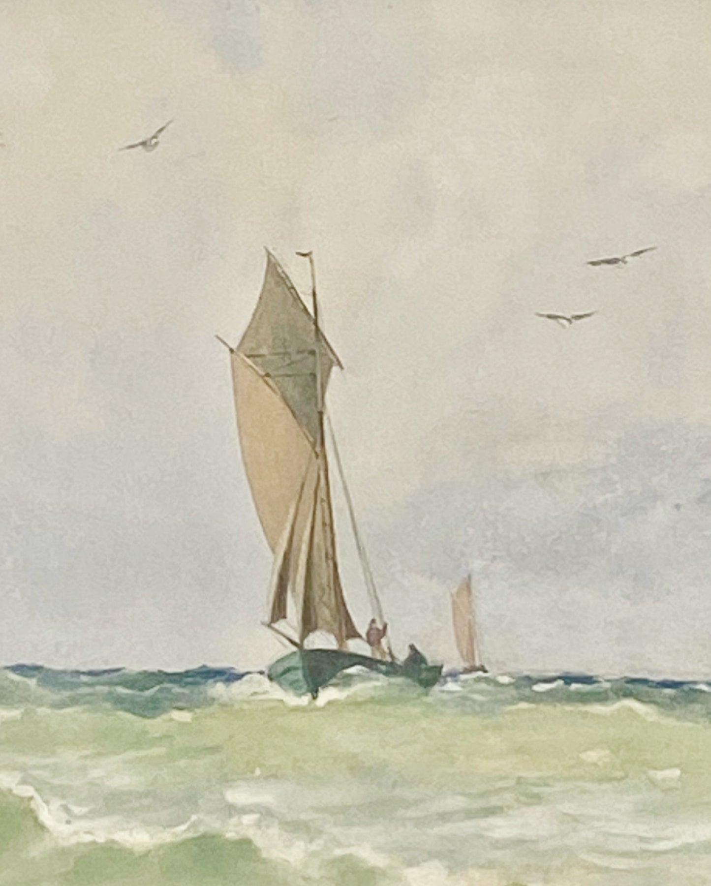 Anna Palm - Laxbåtar i Östersjön (Salmon boats in the Baltic Sea), watercolor