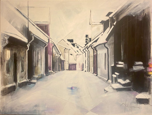 Dick Hansson - Trappgatan som partitur, acryl på duk