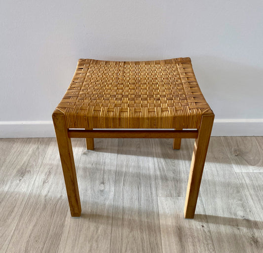 Oak and rattan stool from Gemla, Sweden