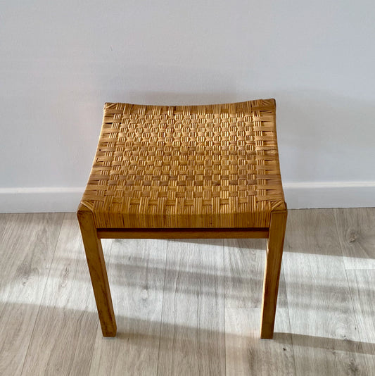 Oak and rattan stool from Gemla, Sweden